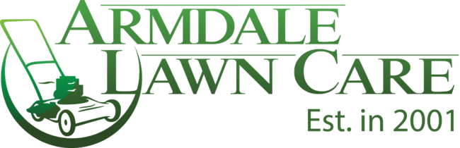 Green logo for Armdale Lawn Care, featuring a lawn mower graphic and text, "Est. in 2001," indicating establishment year.